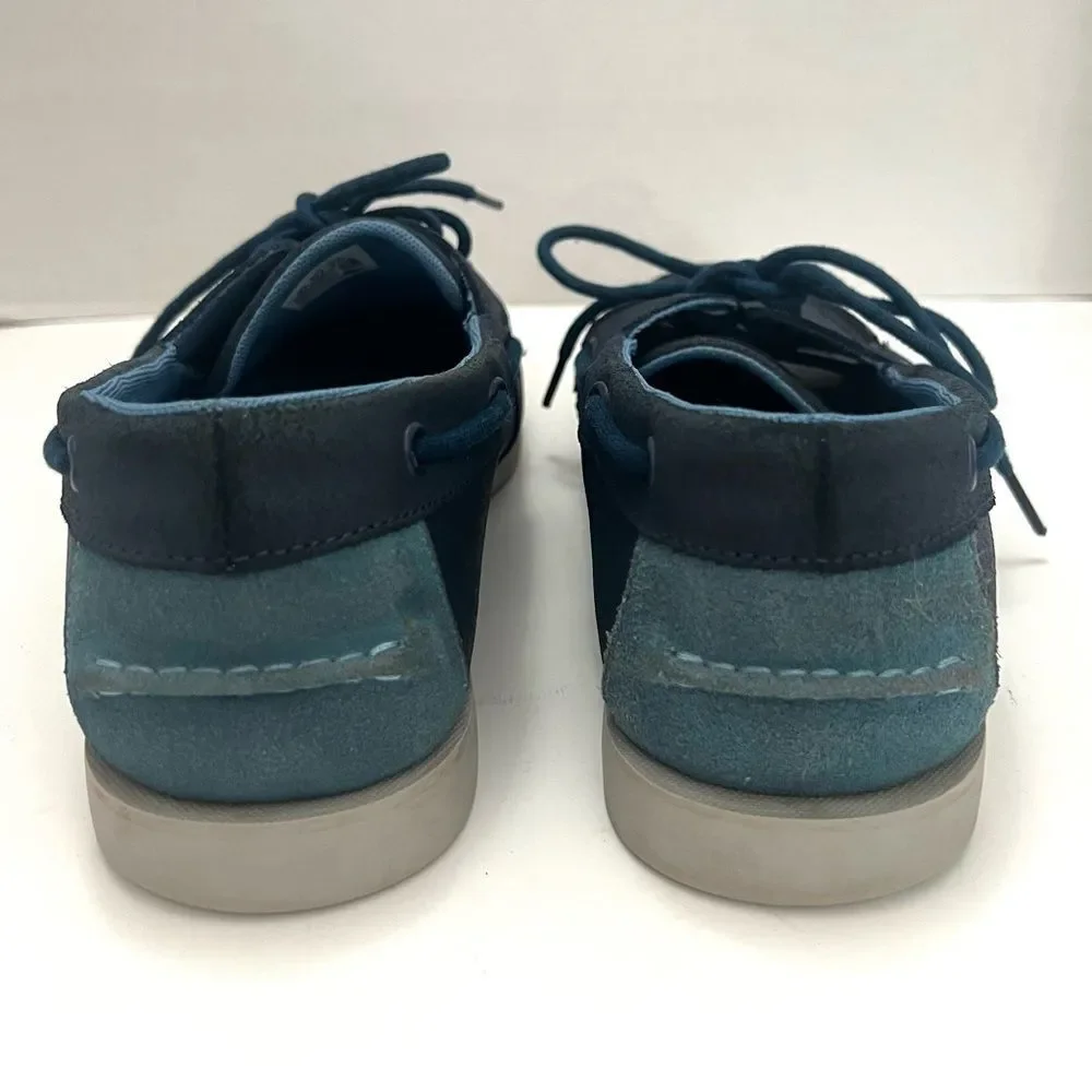 Lacoste Navire Leather Boat Shoes Men Sz 9.5 Blue Preppy Designer Casual Coastal